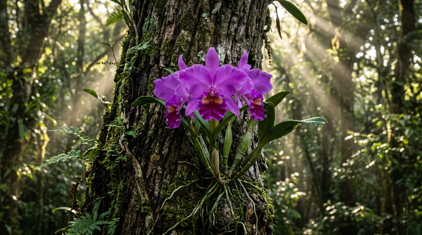 Ilustração sobre: Orquídeas na Árvore: Simule a Natureza e Cultive Vida Agora!