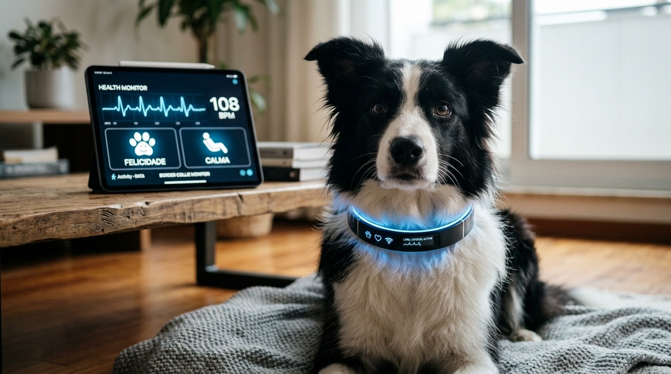 Ilustração sobre: Wearables Caninos: Traduza Emoções e Escale a Conexão Já!