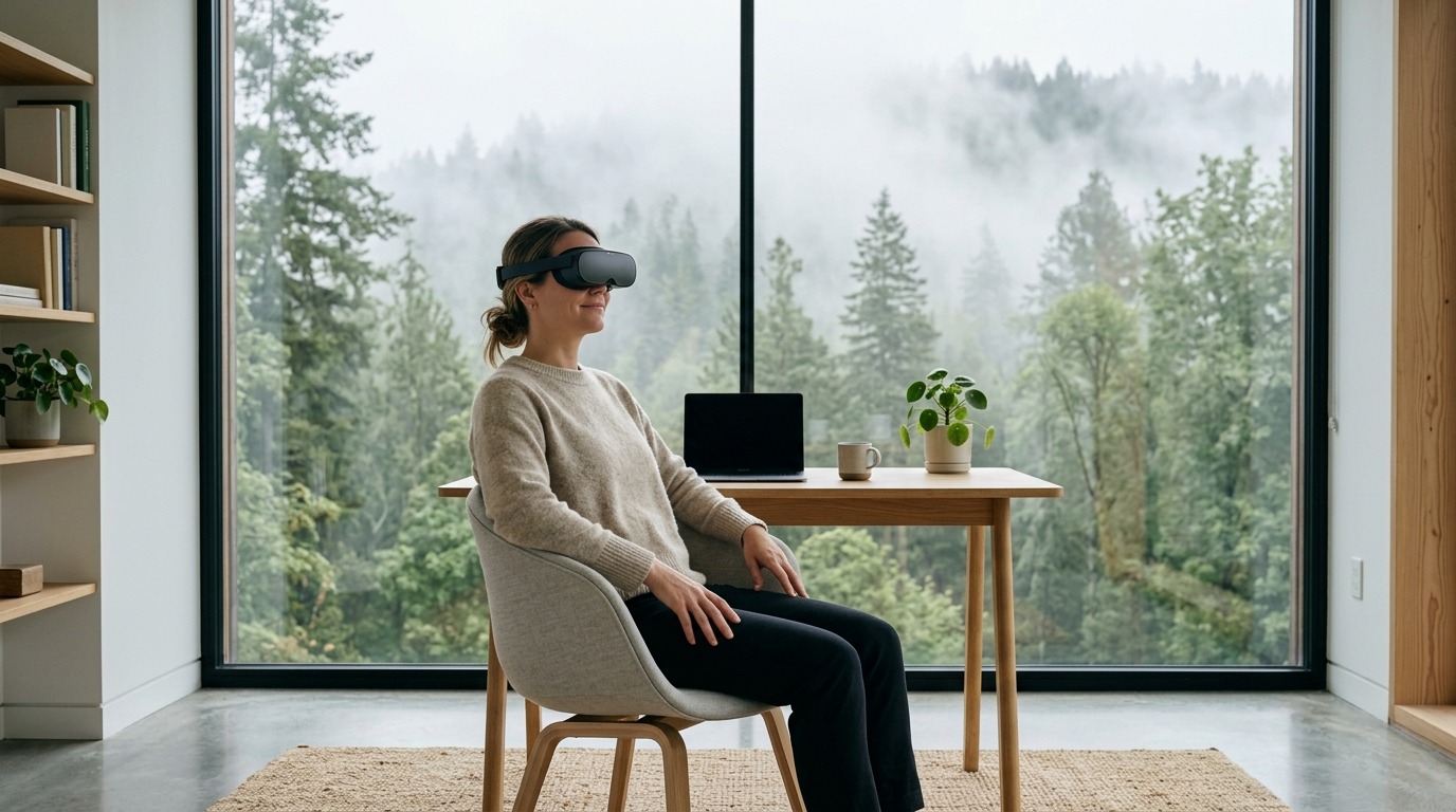 Ilustração sobre: Aprendizado Imersivo: IA e VR para Fluência Real!