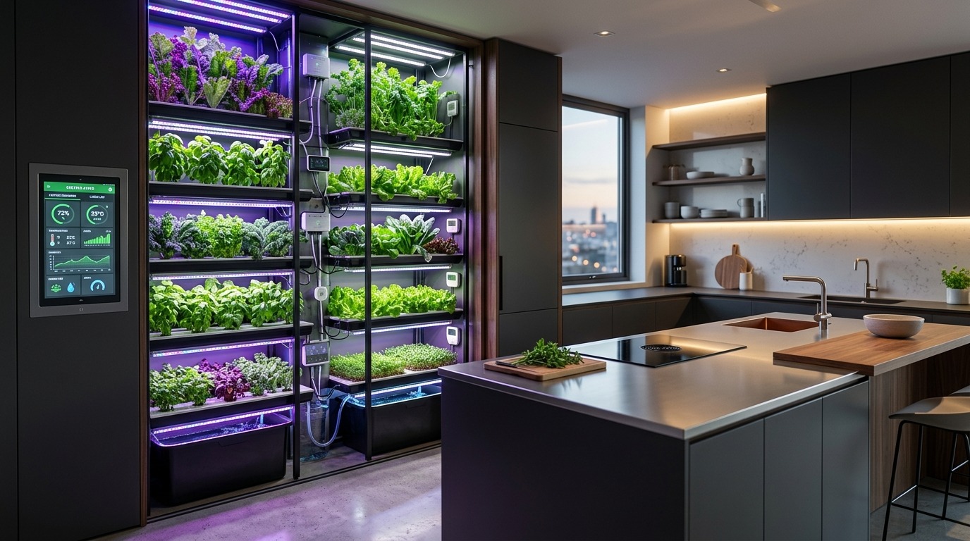 Ilustração sobre: Horta Inteligente 2.0: Automação e Cultivo em Apartamentos